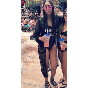 Honey Punch Black Sheer Kimono S